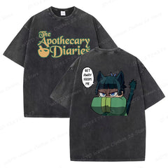 Vintage Anime Print Loose Washed T-shirt