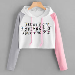 Casual Versatile TV Graphic Crop Hooded Top