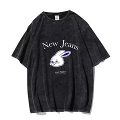 NJZ Rabbit Crew Neck Washed T-shirt