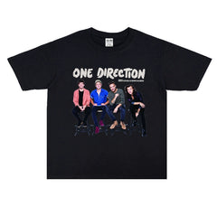 Vintage 1D Printed Short Sleeve Loose T-Shirt
