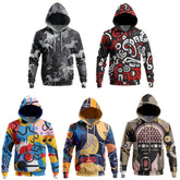 Splicing Pattern Digital Print Hoodie
