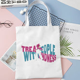 Letter Printed Canvas Shoulder Bag