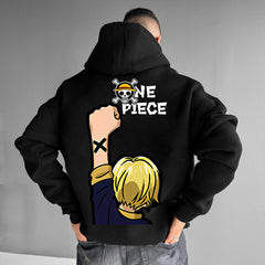 Men's Luffy Anime Print Pullover Hoodie