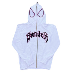 Retro Unisex Spider Printed Zipper Hoodie