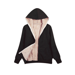 Women's Hooded Plush Zipper Jacket