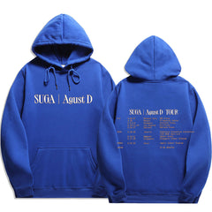 Unisex Kpop Letter Agust-d Print Pullover Hoodie