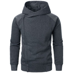 Casual Men's Side Zipper Solid Color Hoodie