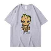 Unisex Cute I Am Groot Letter Print Crew Neck T-shirt