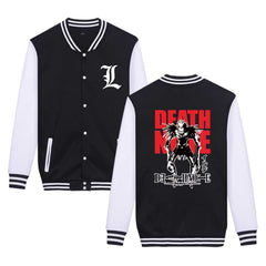 Anime Print Stand-Up Collar Baseball Jacket