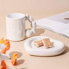 Heart Handle Coffee Mug and Plate Set