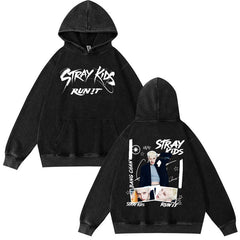 Vintage SKZ RUN IT Washed Hoodie Top