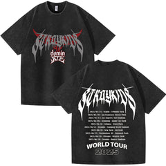 Unisex Kpop Logo Print Short Sleeve Washed T-shirt