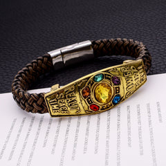 Infinity Stones Leather Rope Woven Bracelet
