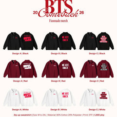 BANGTAN Comeback V-neck Zipper Sweatshirt