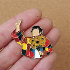 Holding Sunflower Brooch Badge