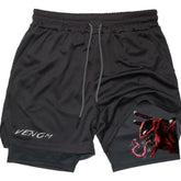Men's Venom Printed Double-layer Fitness Sports Shorts