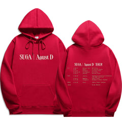 Unisex Kpop Letter Agust-d Print Pullover Hoodie