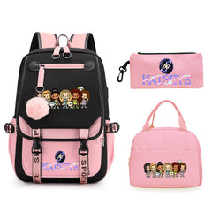 Leisure Katseye Backpack Pencil Bag Lunch Bag Three-piece Set
