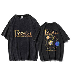 Vintage Kpop Letter Washed Summer T-shirt