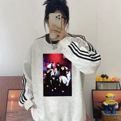 KARMA Album College Stripe Crew Neck Sweatshirt