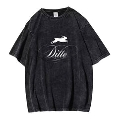 NJZ Album LOGO Washed Black T-shirt