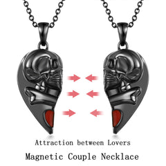 Creative Heart-shaped Skull Magnetic Couple Necklace