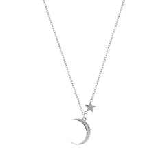 Niche Star and Moon Collarbone Chain Necklace