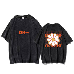 Retro Flower Print Short Sleeve T-shirt