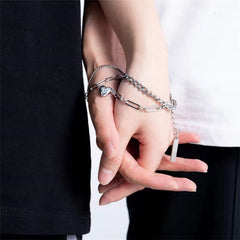 Chained To You Lovers Lock Magnetic Bracelets