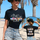 Kpop Cartoon Printed Round Neck Pullover Tee