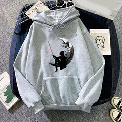 Unisex Moon Darth Vader Pattern Printed Hoodie