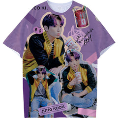 KPOP Graphic Digital Print Short Sleeve T-Shirt