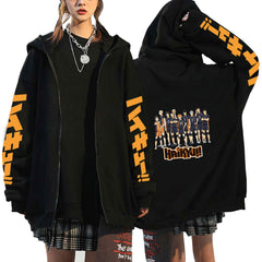 Trendy Anime Graphic Print Loose Zipper Hoodie