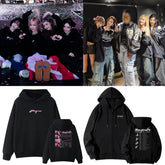 KPOP SynkParallelLine Letter Print Black Hoodie