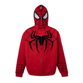 Unisex Spider Embroidered Zipper Thin Jacket