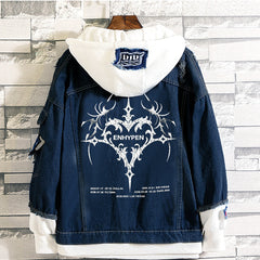 EN- Tour Print Hooded Denim Jacket
