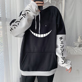Unisex Anime Smiley Face Print Pullover Hoodie