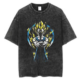 Vintage Washed Anime Print Casual T-shirt