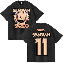 Vintage SKZ Number Printed Wash T-shirt