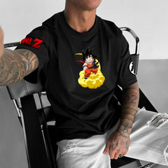 Men's Goku Anime Print Cotton T-shirt