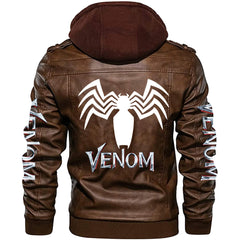 Trendy Men's Venom Print PU Leather Jacket