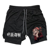 Casual Anime Printed Double-layer Fitness Shorts