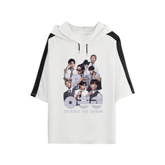 ARIRANG Suit Poster Print Short Sleeve Hooded T-shirt