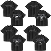 Retro KPOP Cartoon Short Sleeve Washed T-shirt