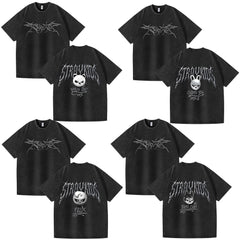 Retro KPOP Cartoon Short Sleeve Washed T-shirt