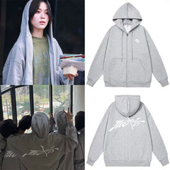 YUNA YEJI Motto Loose Zipper Hoodie