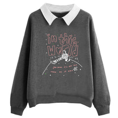 Cute Girls Graphic Print V-neck POLO Sweatshirt