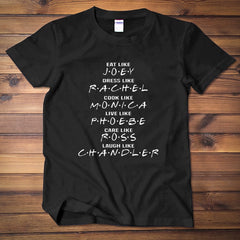 Unisex Friends Letter Print Short-sleeved Cotton T-shirt