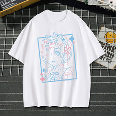 Rem Anime Loose Cotton Short Sleeve T-shirt
