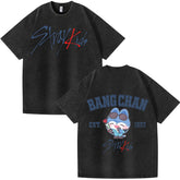 BANGCHAN KPOP Cotton Loose Washed T-shirt